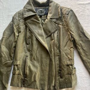 Blanc Noir Olive Green Women's Leather Jacket